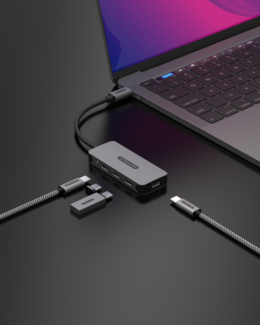 Sitecom - USB-C to 4x USB-C 10Gbps Power Delivery Hub - CN-5015