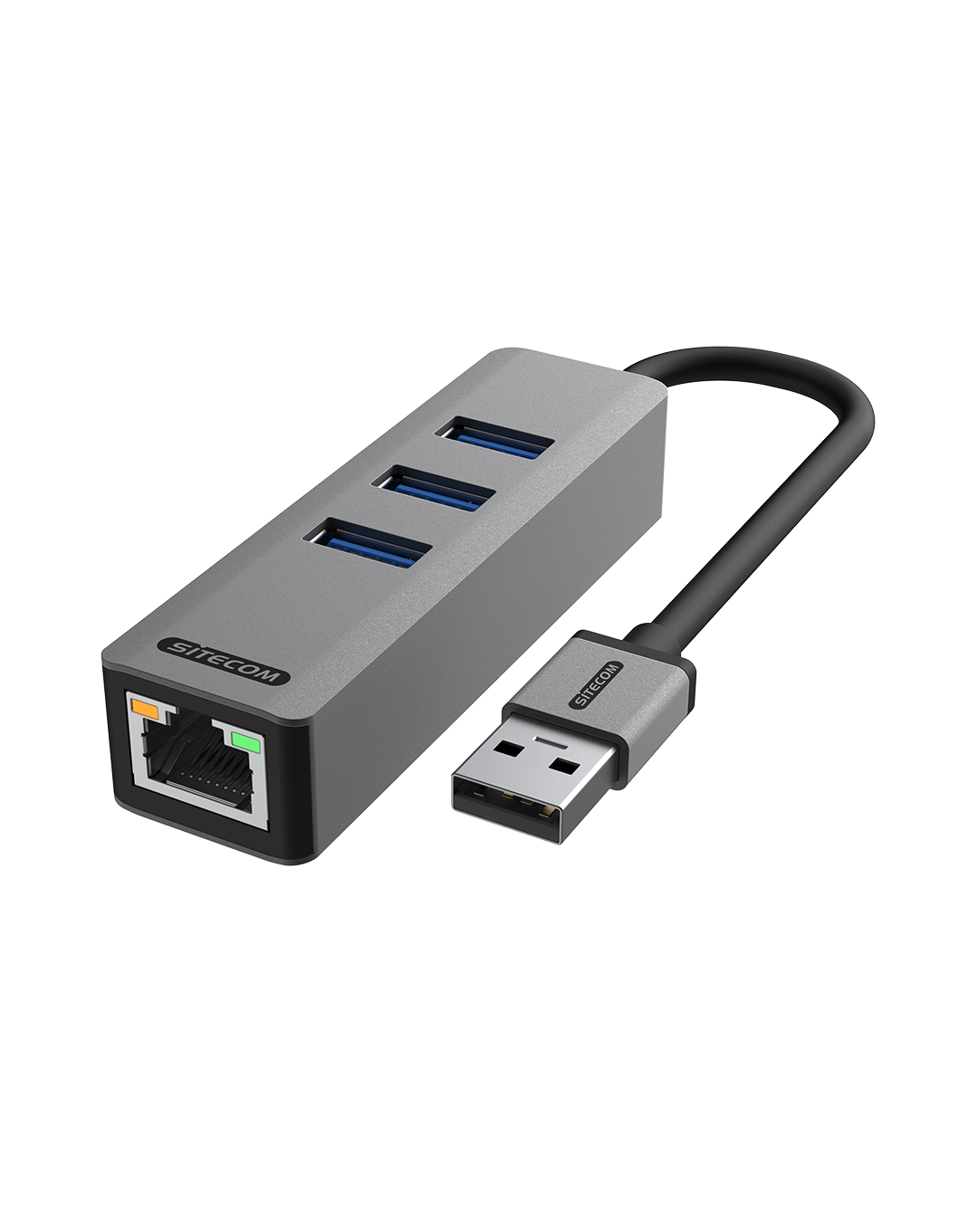 Sitecom - USB-A to Ethernet + 3x USB hub - AD-1007