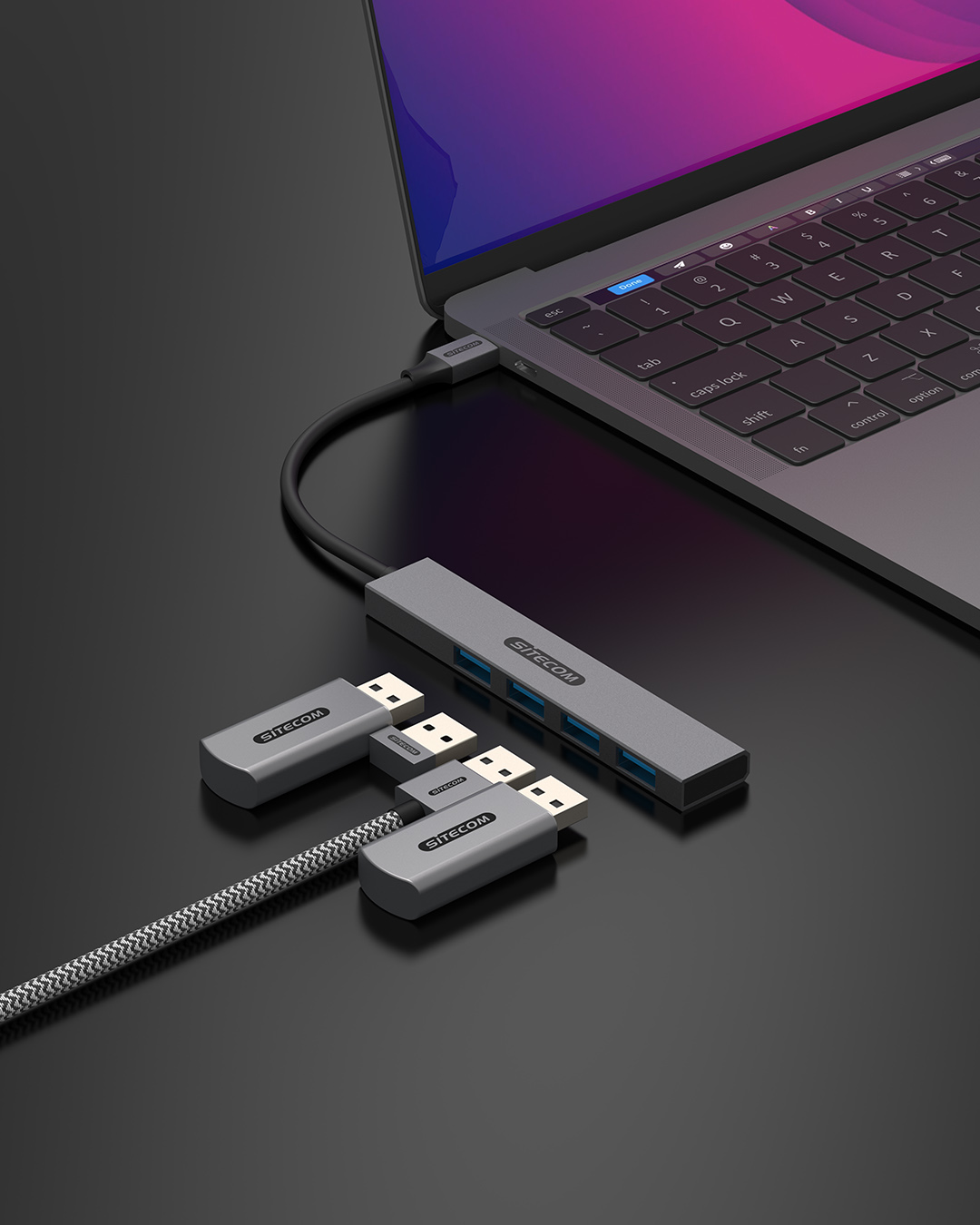 Sitecom - USB-C to 4x USB-A Tiny hub - CN-5003