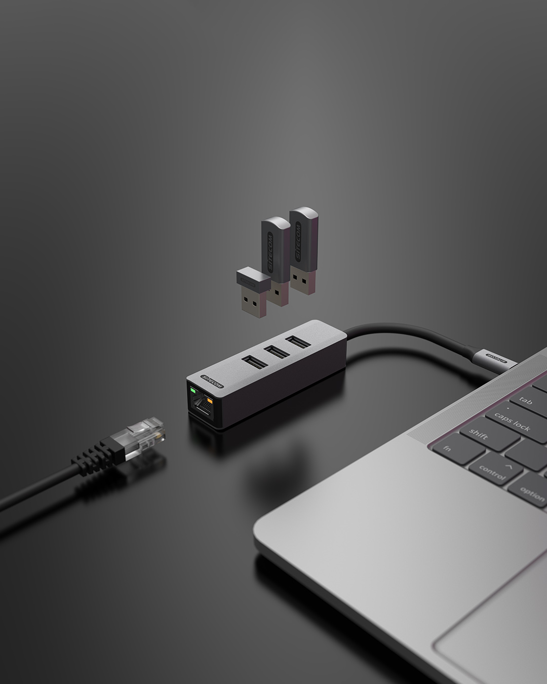 Sitecom - USB-C to Ethernet + 3x USB hub - AD-1008