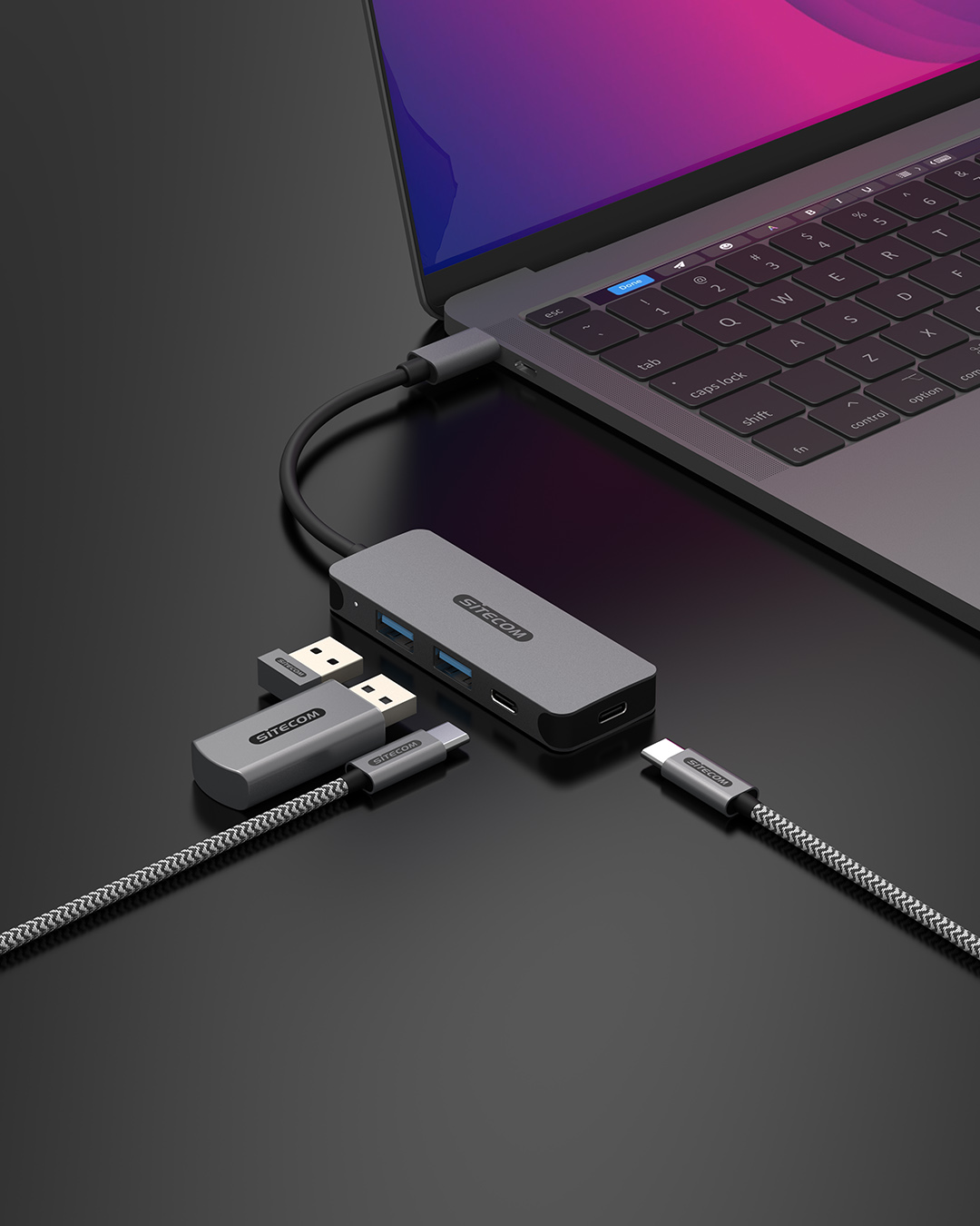 Sitecom - USB-C to 2x USB-A + 2x USB-C Hub - CN-5010