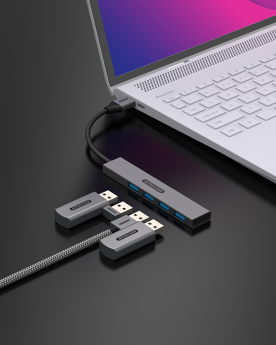 Sitecom - USB-A to 4x USB-A Tiny hub - CN-5004